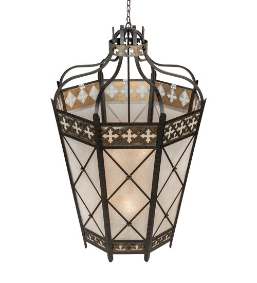 Meyda Tiffany - 211859 - Eight Light Pendant - Cardiff - Umber Patina & Antique Distressed Gold