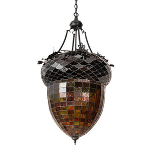 Meyda Tiffany - 220846 - Three Light Pendant - Greenbriar Oak - Textured Black