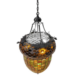 Meyda Tiffany - 220846 - Three Light Pendant - Greenbriar Oak - Textured Black