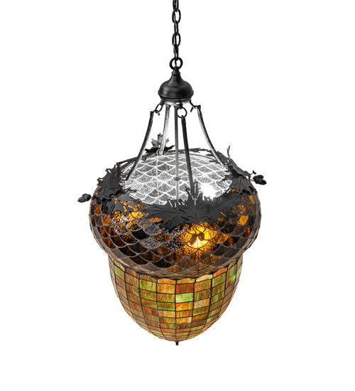 Meyda Tiffany - 220846 - Three Light Pendant - Greenbriar Oak - Textured Black