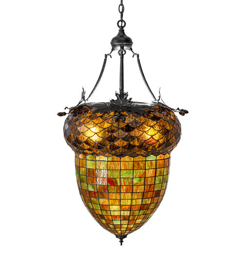 Meyda Tiffany - 220846 - Three Light Pendant - Greenbriar Oak - Textured Black