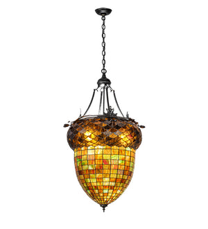 Meyda Tiffany - 220846 - Three Light Pendant - Greenbriar Oak - Textured Black