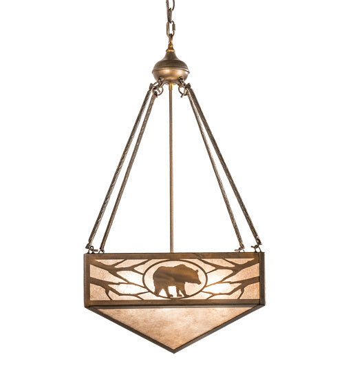 Meyda Tiffany - 223450 - Three Light Pendant - Lone Bear & Wolf - Antique Copper