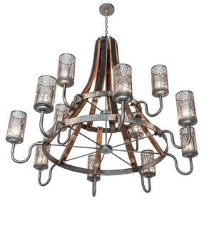 Meyda Tiffany - 221525 - 12 Light Chandelier - Barrel Stave - Industrial Steel And Charred Wood