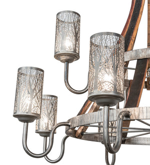 Meyda Tiffany - 221525 - 12 Light Chandelier - Barrel Stave - Industrial Steel And Charred Wood