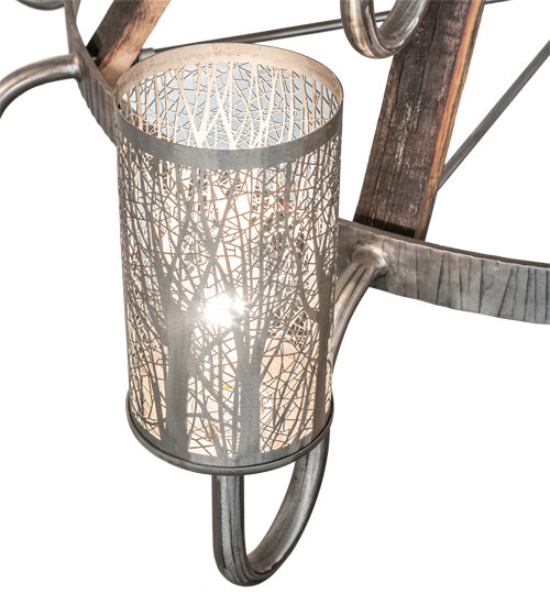 Meyda Tiffany - 221525 - 12 Light Chandelier - Barrel Stave - Industrial Steel And Charred Wood