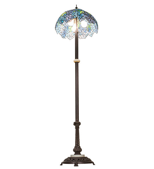 Meyda Tiffany - 225024 - Three Light Floor Lamp - Tiffany Wisteria - Mahogany Bronze