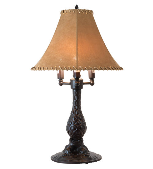 Meyda Tiffany - 225854 - Three Light Table Lamp - Roseborder - Mahogany Bronze