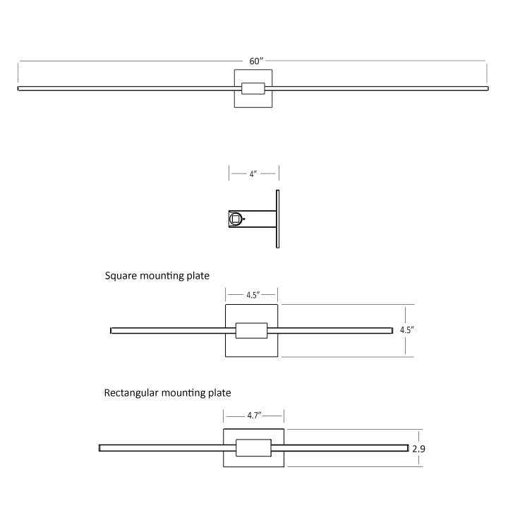 Koncept - ZBW-60-4-CM-SW-MTB - LED Wall Sconce - Z-Bar - Matte Black