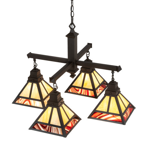 Meyda Tiffany - 224357 - Four Light Chandelier - T" Mission" - Craftsman Brown And Oil Rubbed Bronze