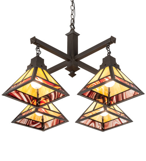 Meyda Tiffany - 224357 - Four Light Chandelier - T" Mission" - Craftsman Brown And Oil Rubbed Bronze