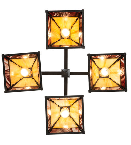 Meyda Tiffany - 224357 - Four Light Chandelier - T" Mission" - Craftsman Brown And Oil Rubbed Bronze