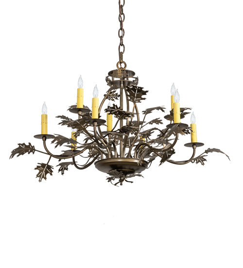 Meyda Tiffany - 225725 - Nine Light Chandelier - Oak Leaf - Antique Copper