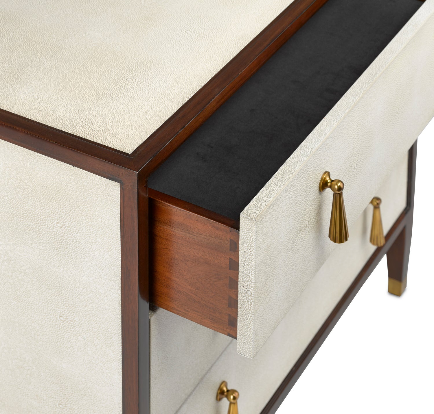 Currey and Company - 3000-0141 - Chest - Evie - Ivory/Dark Walnut/Brass