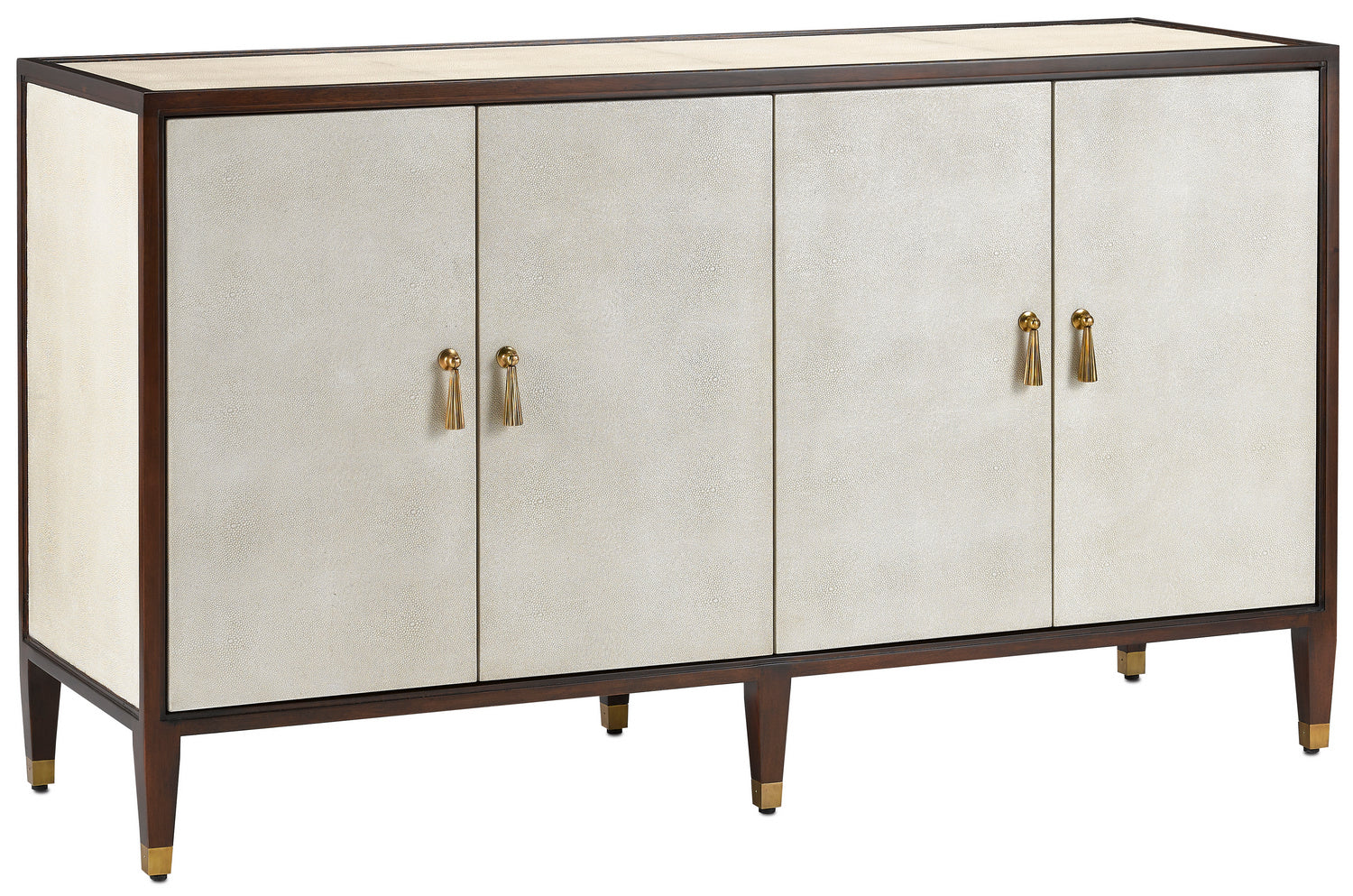 Currey and Company - 3000-0142 - Credenza - Evie - Ivory/Dark Walnut/Brass