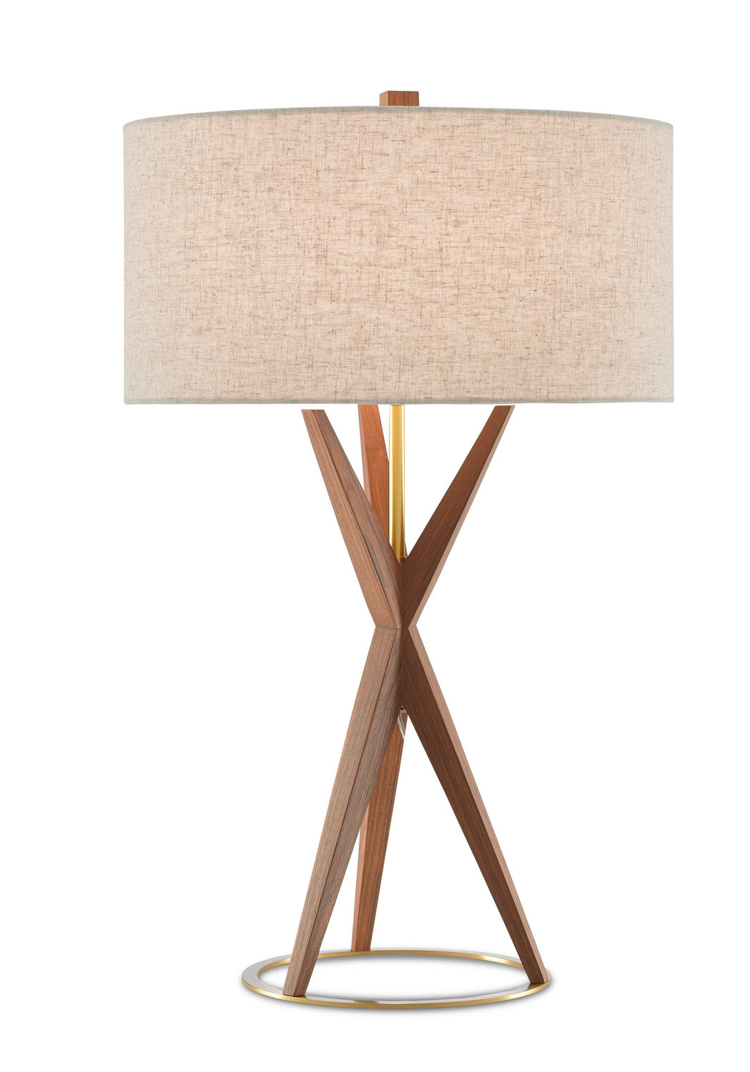 Currey and Company - 6000-0547 - One Light Table Lamp - Variation - Teak/Brushed Brass