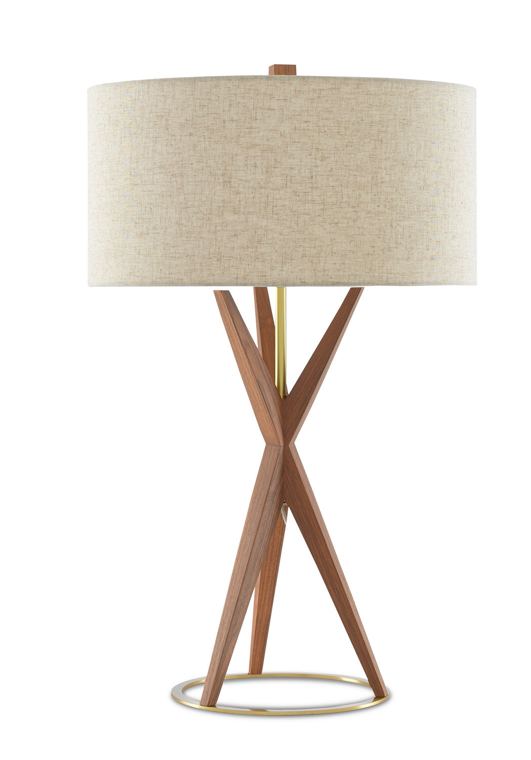 Currey and Company - 6000-0547 - One Light Table Lamp - Variation - Teak/Brushed Brass