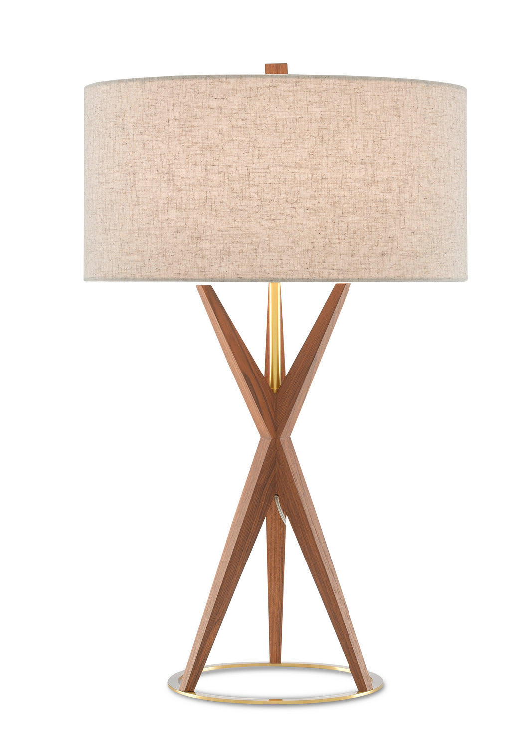 Currey and Company - 6000-0547 - One Light Table Lamp - Variation - Teak/Brushed Brass