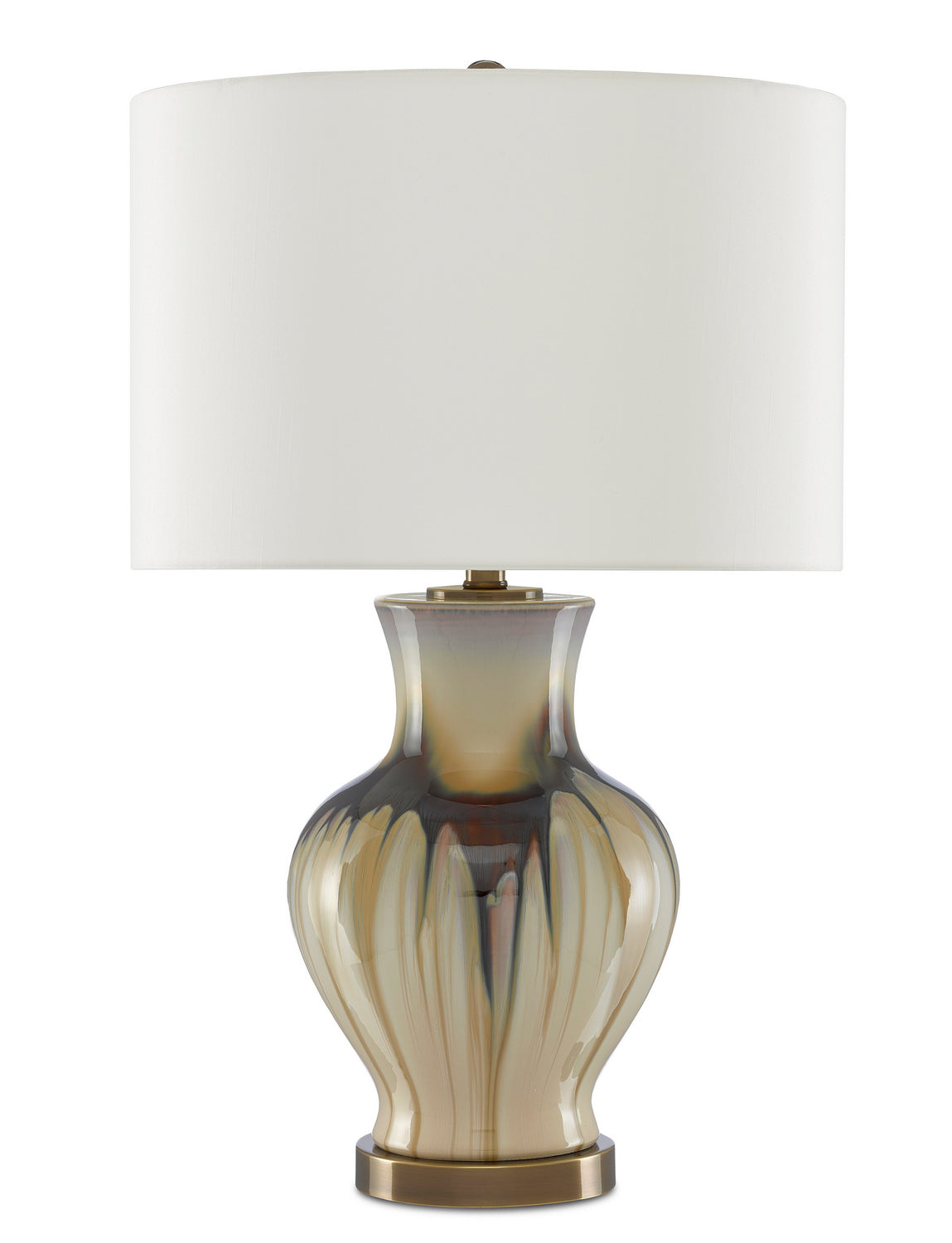 Currey and Company - 6000-0580 - One Light Table Lamp - Muscadine - Cream/Brown/Antique Brass