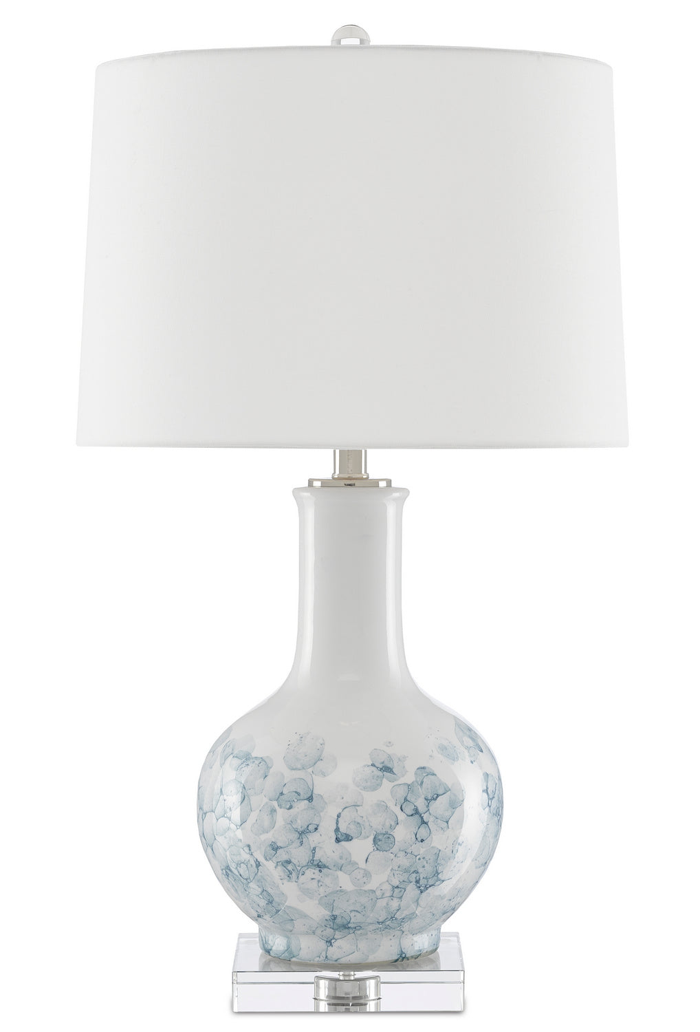 Currey and Company - 6000-0581 - One Light Table Lamp - Myrtle - White/Blue/Clear/Polished Nickel