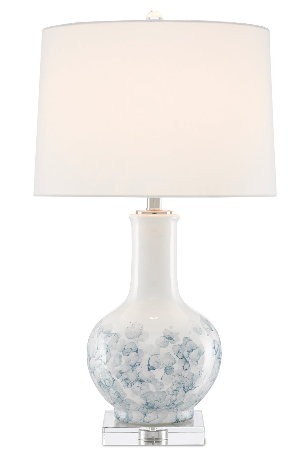 Currey and Company - 6000-0581 - One Light Table Lamp - Myrtle - White/Blue/Clear/Polished Nickel