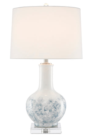 Currey and Company - 6000-0581 - One Light Table Lamp - Myrtle - White/Blue/Clear/Polished Nickel