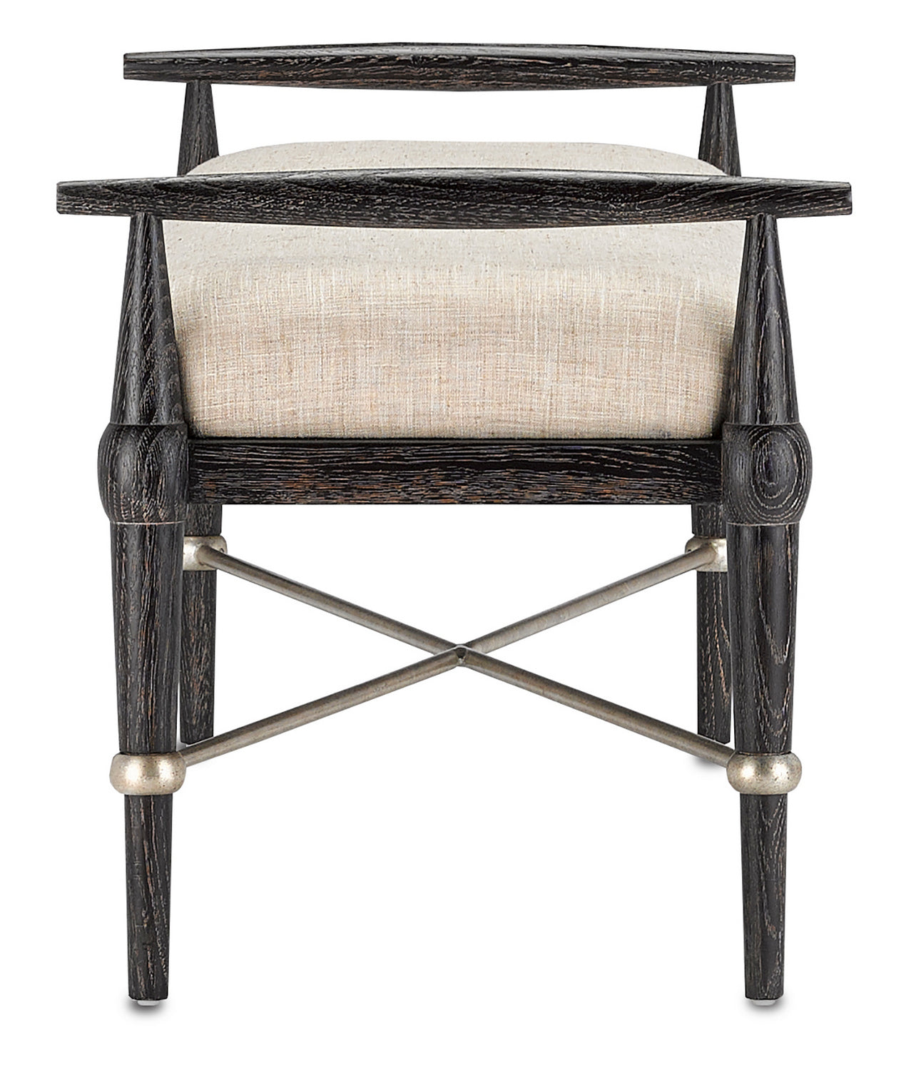 Currey and Company - 7000-0052 - Bench - Perrin - Ebonized Wood/Silver Granello