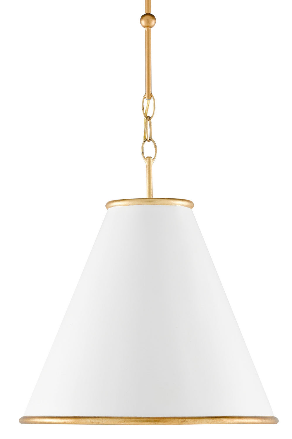 Currey and Company - 9000-0536 - One Light Pendant - Pierrepont - Painted Gesso White/Contemporary Gold Leaf/Painted Gold