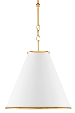 Currey and Company - 9000-0536 - One Light Pendant - Pierrepont - Painted Gesso White/Contemporary Gold Leaf/Painted Gold