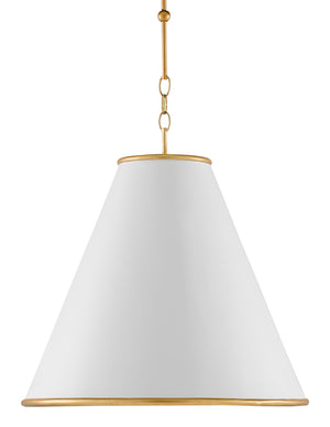 Currey and Company - 9000-0537 - One Light Pendant - Pierrepont - Painted Gesso White/Contemporary Gold Leaf/Painted Gold