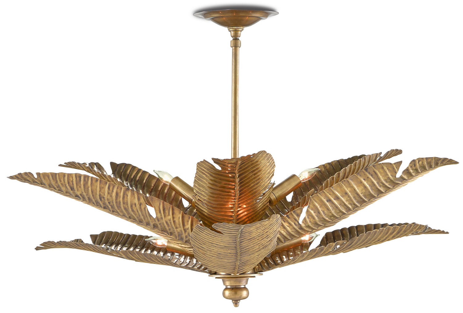 Currey and Company - 9000-0544 - Six Light Semi-Flush Mount - Tropical - Vintage Brass