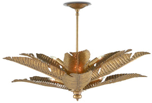 Currey and Company - 9000-0544 - Six Light Semi-Flush Mount - Tropical - Vintage Brass