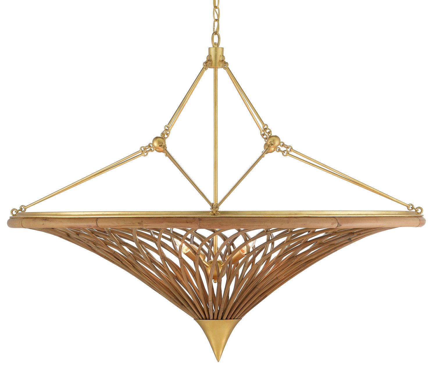 Currey and Company - 9000-0560 - Four Light Chandelier - Gaborone - Natural/Contemporary Gold Leaf