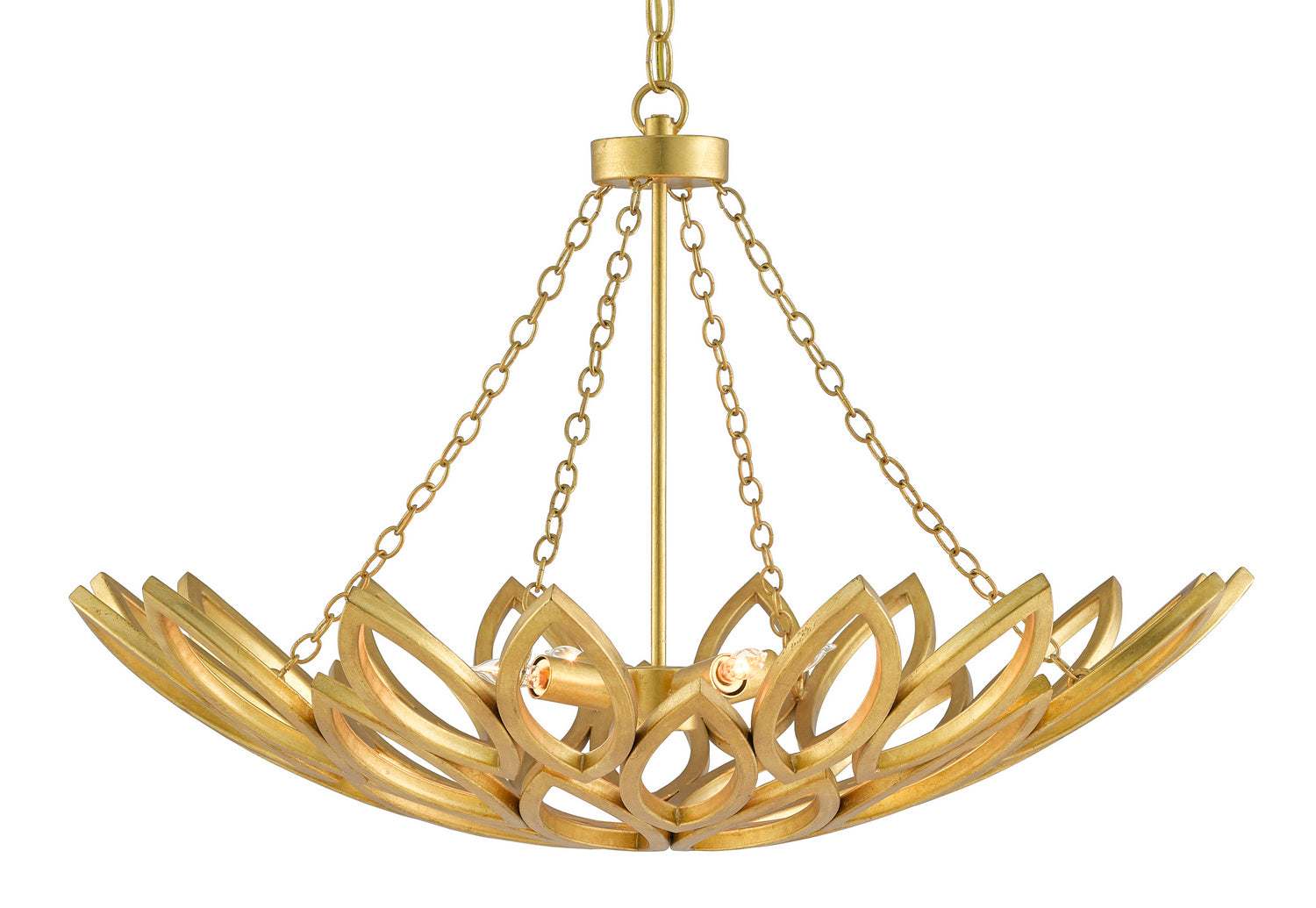 Currey and Company - 9000-0565 - Four Light Chandelier - Allemande - Contemporary Gold Leaf