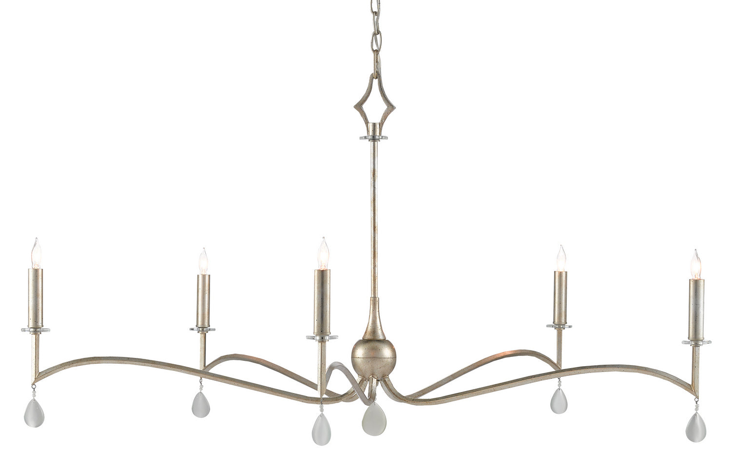 Currey and Company - 9000-0578 - Five Light Chandelier - Serilana - Antique Silver Leaf/Natural