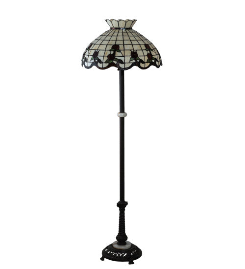 Meyda Tiffany - 228514 - Three Light Floor Lamp - Roseborder - Mahogany Bronze