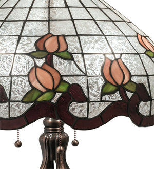 Meyda Tiffany - 228799 - Three Light Table Lamp - Roseborder - Mahogany Bronze