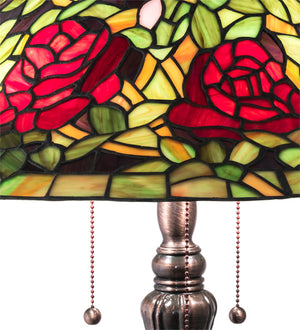 Meyda Tiffany - 228817 - Three Light Table Lamp - Tiffany Rosebush - Mahogany Bronze