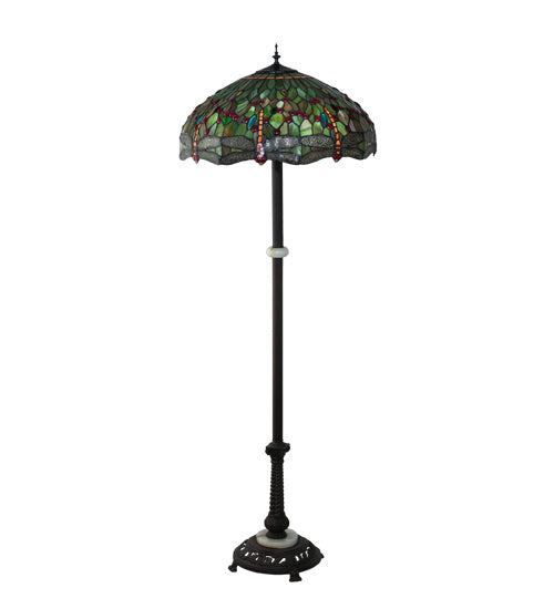 Meyda Tiffany - 228851 - Three Light Floor Lamp - Tiffany Hanginghead Dragonfly - Mahogany Bronze