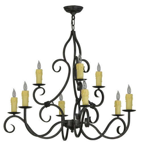 Meyda Tiffany - 228942 - Nine Light Chandelier - Clayton - Antique Iron Gate