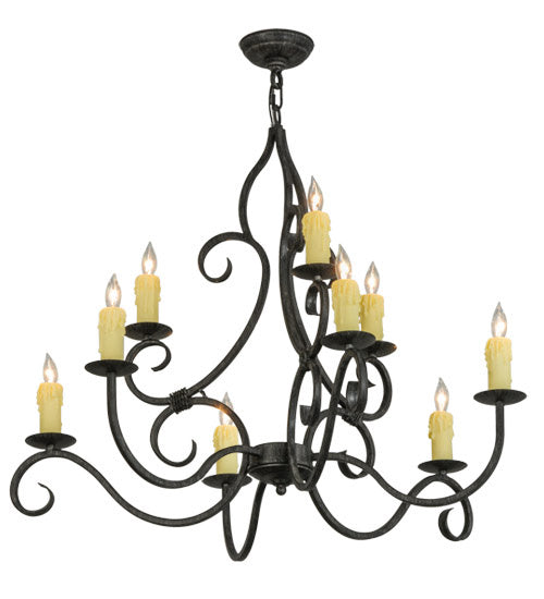 Meyda Tiffany - 228942 - Nine Light Chandelier - Clayton - Antique Iron Gate