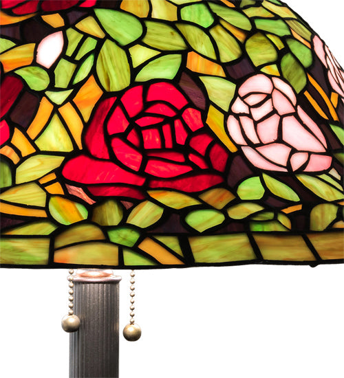 Meyda Tiffany - 27821 - Three Light Floor Lamp - Tiffany Rosebush - Mahogany Bronze