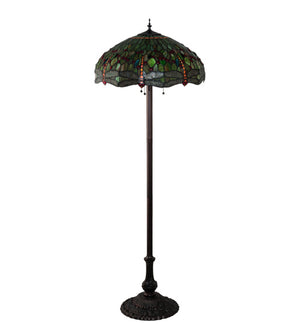 Meyda Tiffany - 36501 - Three Light Floor Lamp - Tiffany Hanginghead Dragonfly - Mahogany Bronze