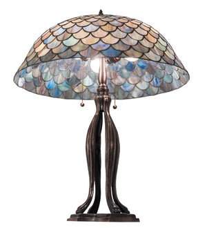 Meyda Tiffany - 38594 - Three Light Table Lamp - Tiffany Fishscale - Mahogany Bronze