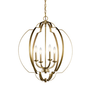 Kichler - 42138NBR - Four Light Foyer Pendant - Voleta - Natural Brass