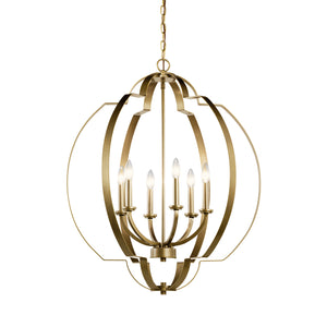 Kichler - 42139NBR - Six Light Foyer Chandelier - Voleta - Natural Brass