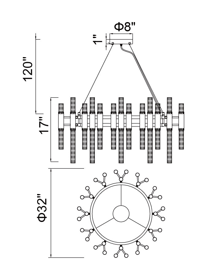 CWI Lighting - 1120P32-72-602 - LED Chandelier - Orgue - Satin Gold