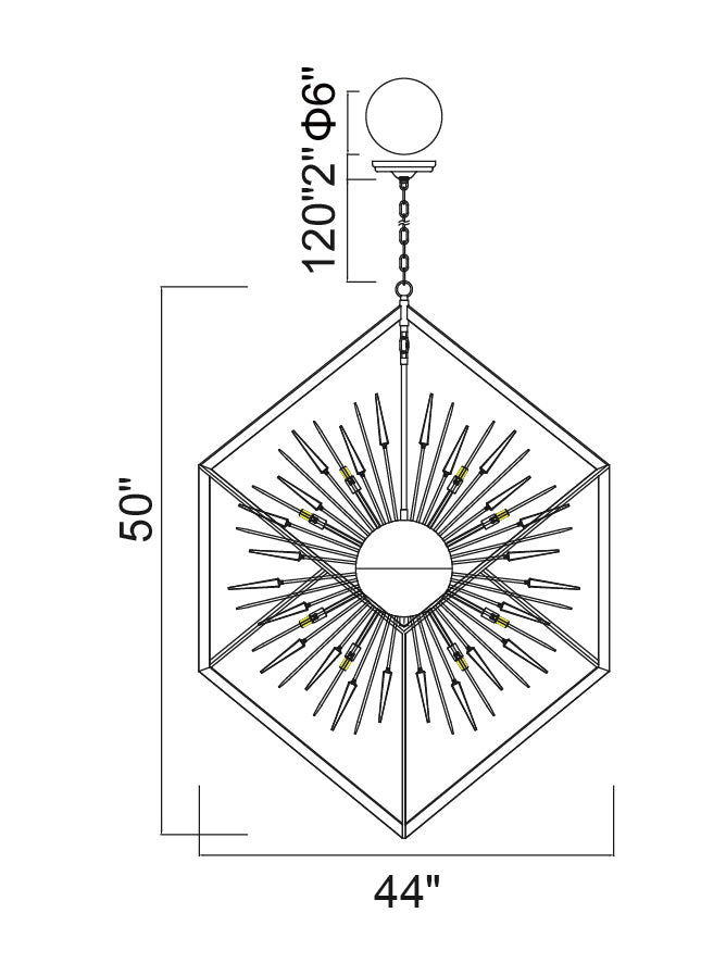 CWI Lighting - 1178P44-20-601 - 20 Light Chandelier - Starburst - Chrome & Black