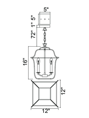 CWI Lighting - 1223P12-3-602 - Three Light Pendant - Tudor - Satin Gold & Black