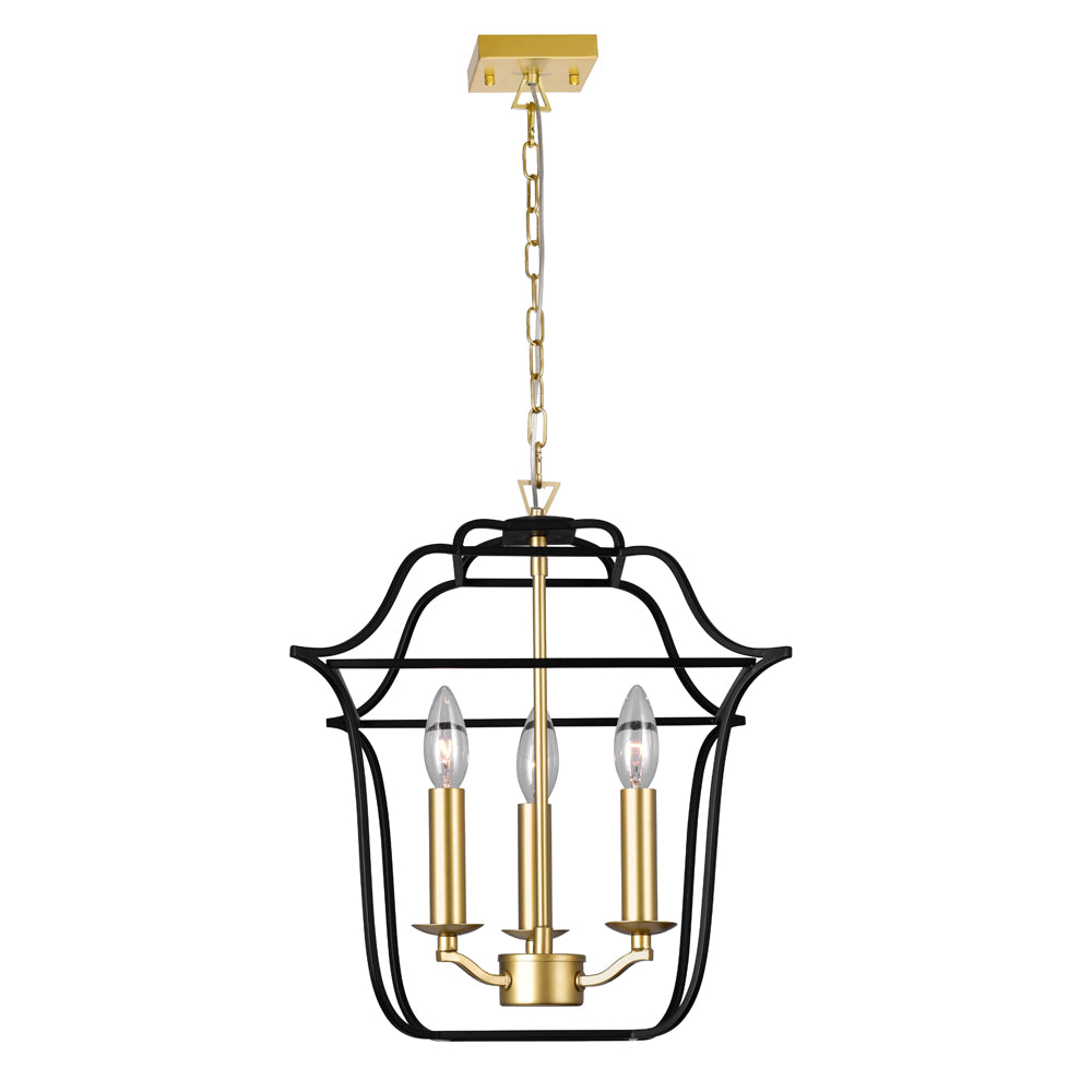 CWI Lighting - 1223P12-3-602 - Three Light Pendant - Tudor - Satin Gold & Black